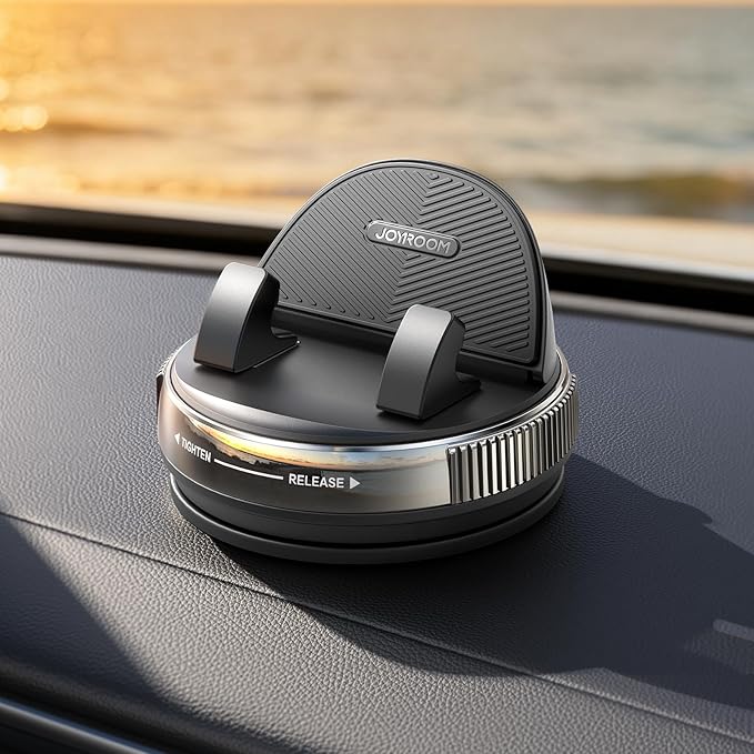 JOYROOM Car Phone Mount, [360° Rotation+Thick Case Friendly] Cell Phone Car Holder with Adjustable Spring Clip, Anti-Slip Silicone Universal Dashboard phone holder for Car for iPhone, Smartphones, GPS