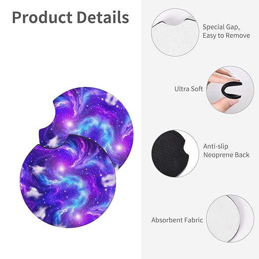Car Trash Bag Purple Galaxy Hanging Back of Seat Car Portable Trash Bag Purple Galaxy Waterproof One-Handed Portable Strap Drawstring Garbage Bags with 2 Pieces Car Coasters