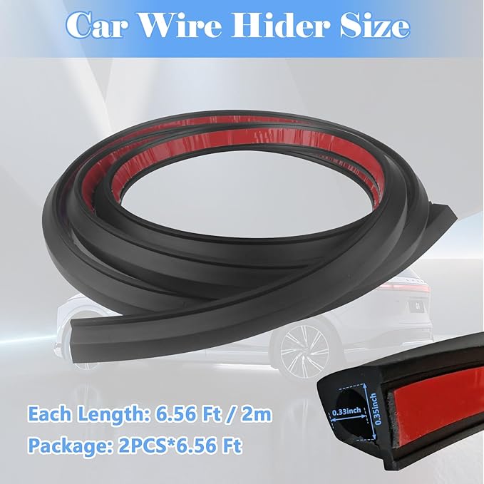 2PCS Universal Windshield Wire Hider 6.56 Ft Automotive Vehicle Wire Hider Cable Fits for 4 Runner Car Roof Rack Light SUV, ORV, Trucks- Total 13.12ft