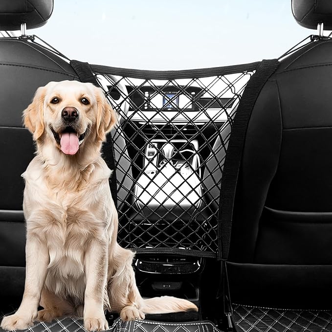 Dog Cars Barriers,Car Seat Storage Net, Motorcars Isolation Mesh, Easy to Install, Suitable for Cars SUV, Used for Safe Driving of Children & Pets, Dog Net Barrier of Car (Double-Layer)