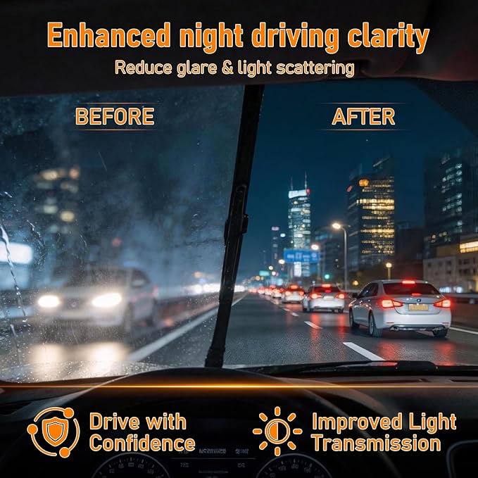 Glass Emulsion Cleaner, Car Oil Film Remover, Windshield Oil Film Remover for Car Windows, Auto Glass Cleaner, Improves Windshield Clarity for Safe Driving, Crystal Clear View(1PCS)