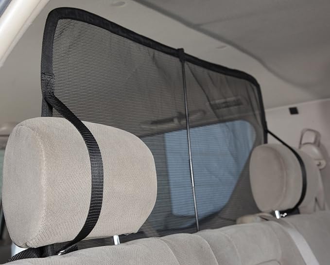 PetSafe Happy Ride Cargo Area Dog Barrier - See-Through Durable Mesh Material - Fits Most Cars, Minivans and SUVs - Keep Pets in The Back - Easy to Store in Vehicles