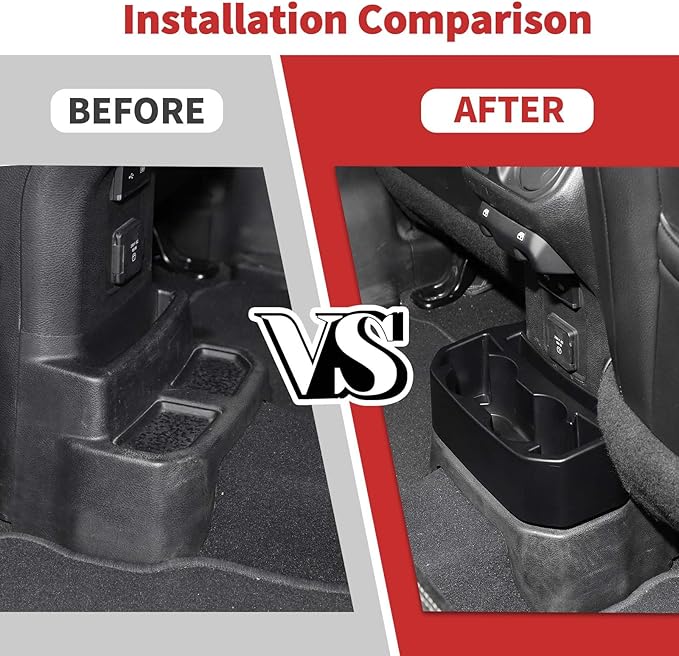 Jimen for JL Rear Cup Holder, Dual Extra Cup Holder Organizer Tray Drink Holder for Back Seat Compatible with Jeep Wrangler JL JLU & Gladiator JT 2018-2025
