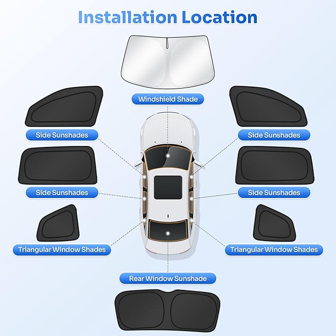 Canvcle Window Shades for 2018-2025 2026 Volkswagen VW Atlas Accessories Windshield Sun Shade Side Rear Window Cover Sunshade Sun Shield Privacy Protection for Camping Keep Vehicle Cool Black 8PCS