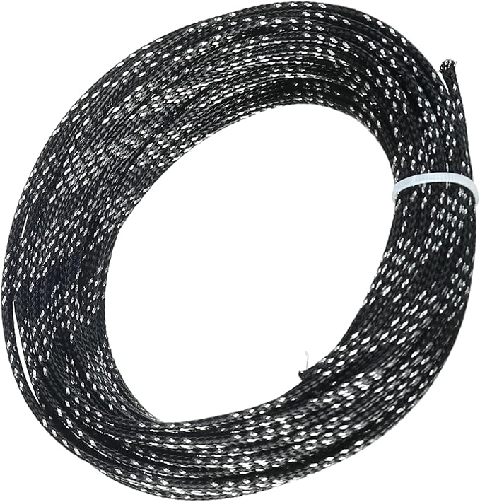 Aicosineg Cable Sleeve Braided Sleeving PET Wire Loom Tubing Cable 32.81ft-1/6inches Wrap Protector for HiFi Audio and Video Headphone Cable Protect Wires from Chewing of Pets Black and Silver