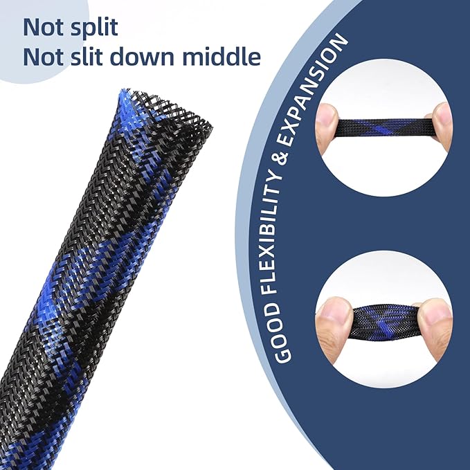 Expandable Braided Sleeving, PET Automotive Wire Loom, Flexible Cable Management for Audio Video and Other Home Device, Cord Protector from Pets (Black Purple, 1/4" x 100ft)
