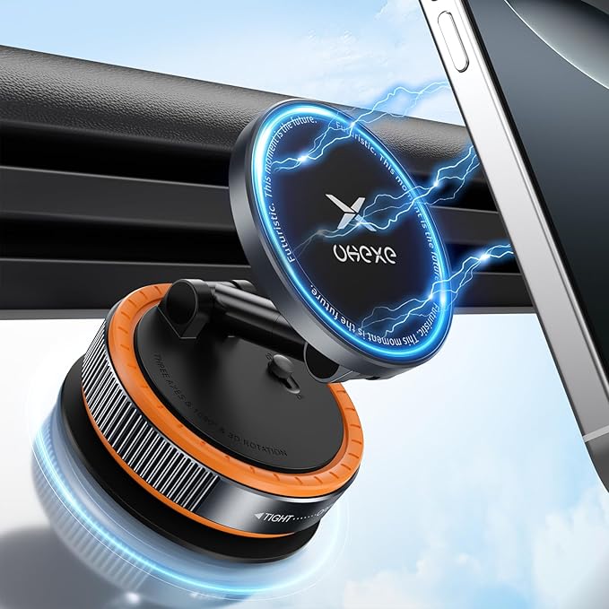 Vacuum Magnetic Phone Holder for You Car 360° Adjustable 96LBS Ultra Suction Cup Car Phone Mount for MagSafe Cell Phone Holders for iPhone 17 Pro Max 16 15 14 13 12 Air Plus