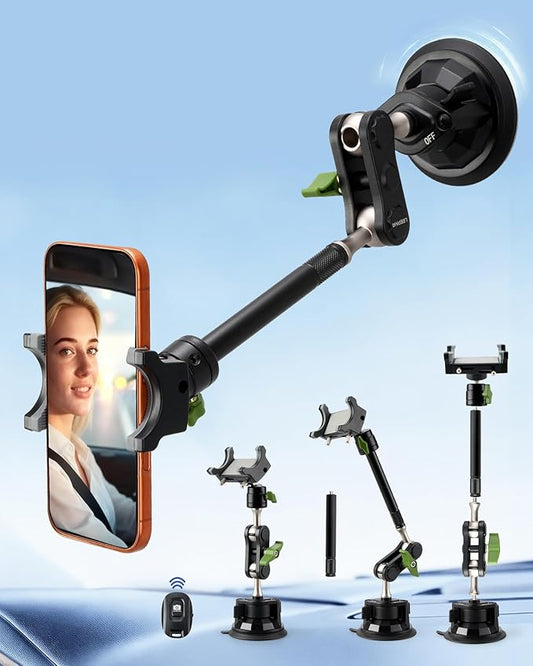 leepiya Phone Mount for car, 360° Adjustable Dashboard Windshield Car Phone Holder Mount, Ultra-Durable Metal,car Mount for Camera vlogging, Car Phone Mount for iPhone Samsung All Smartphones