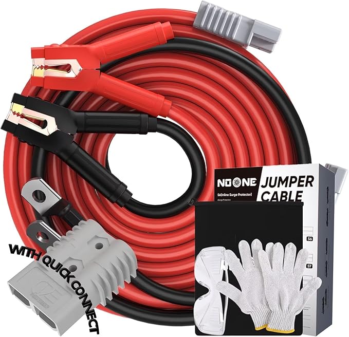 NOONE 0 Gauge 30 FT Heavy Duty Jumper Cables - 1000Amp Quick Connect Automotive Booster Jumper Cables for Car, SUV and Truck Battery - Jumper Cables Kit with Gloves, Goggles in Carry Bag