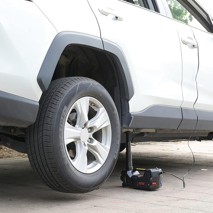 Trihelper Electric Car Jack 5 Ton 12V Floor Jack Hydraulic Jack Stand Car Lift Jack with Integrated Tire Pump for SUV Truck Sedan Vehicle Roadside Emergency Tire Change