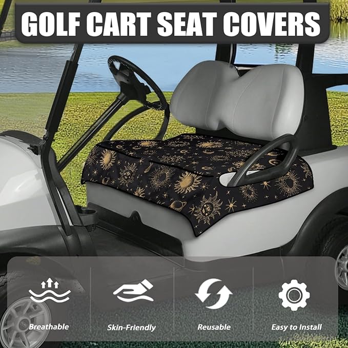 Universal Golf Cart Seat Cover with 4 Pockets Soft Golf Cart Seat Towel Blanket Fits 2-Seat Golf Carts