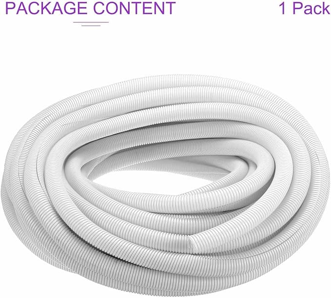 DMiotech 100ft Wire Loom Split Tubing 1 1/4 Inch(31.8mm) ID, Cord Protectors from Pet Flexible Conduit Cable Management for Office Home Garden, White
