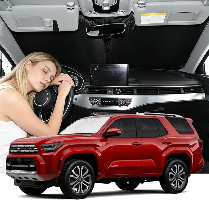 Windshield Sunshade for Toyota 4RUNNER 2025-2026 Sun Shade Car Windshield Accessories Upgrade 4 Layers Blocks UV Rays Custom Fit 4RUNNER Car Window Shades Windshield 240T Keep Cool Foldable
