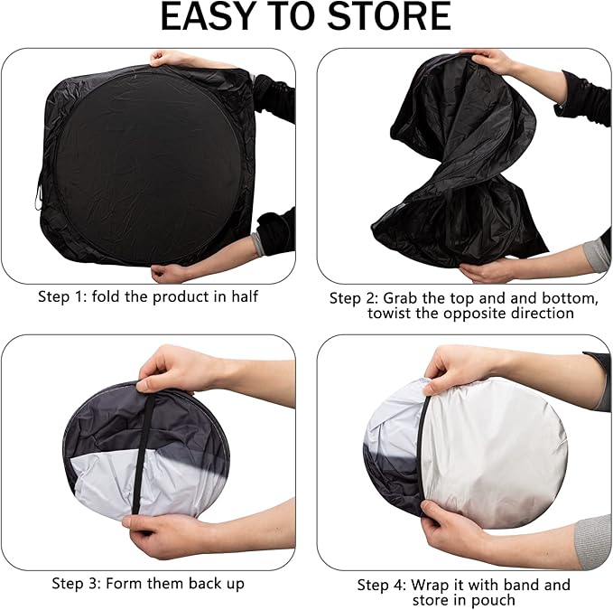 Car Windshield Sun Shade, Funny Eyes Sun Visor for Car Windshield, Wear-Resistant Black Tape, Foldable 59‘’x27.5‘’/63''x31.5''