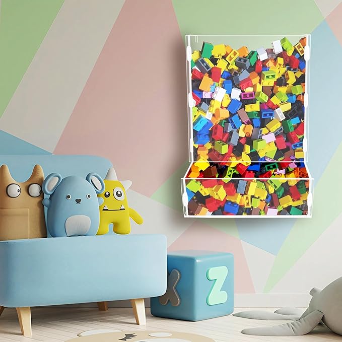 Montex Wall Toy Dispenser, Toy Car Organizer, Hanging Organizer and Storage Bin for Children's Room, Toy Storage for Blocks, Cars, Snacks, Darts (One Compartment)