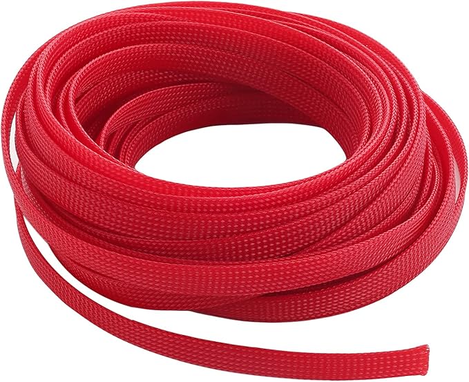 Aicosineg Cable Sleeve Braided Sleeving PET Wire Loom Tubing Cable 32.81ft-2/5inch Wrap Protector for HiFi Audio and Video Headphone Cable Protect Wires from Chewing of Pets Red