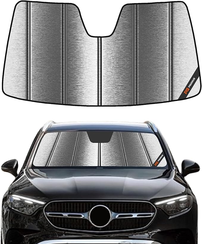 Pigenius Windshield Sun Shade for Mercedes-Benz GLE/GLS SUV 2020-2026 Front Window Sunshade - Metallic