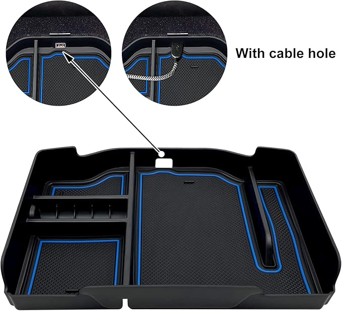 Center Console Organizer fit for Dodge RAM 1500 2500 3500 2025 2024 2023 2022 2021 2020 2019 Accessories Interior Storage Box Armrest Storage Tray (Blue) NOT FIT for 40/20/40 Split Bench Seat