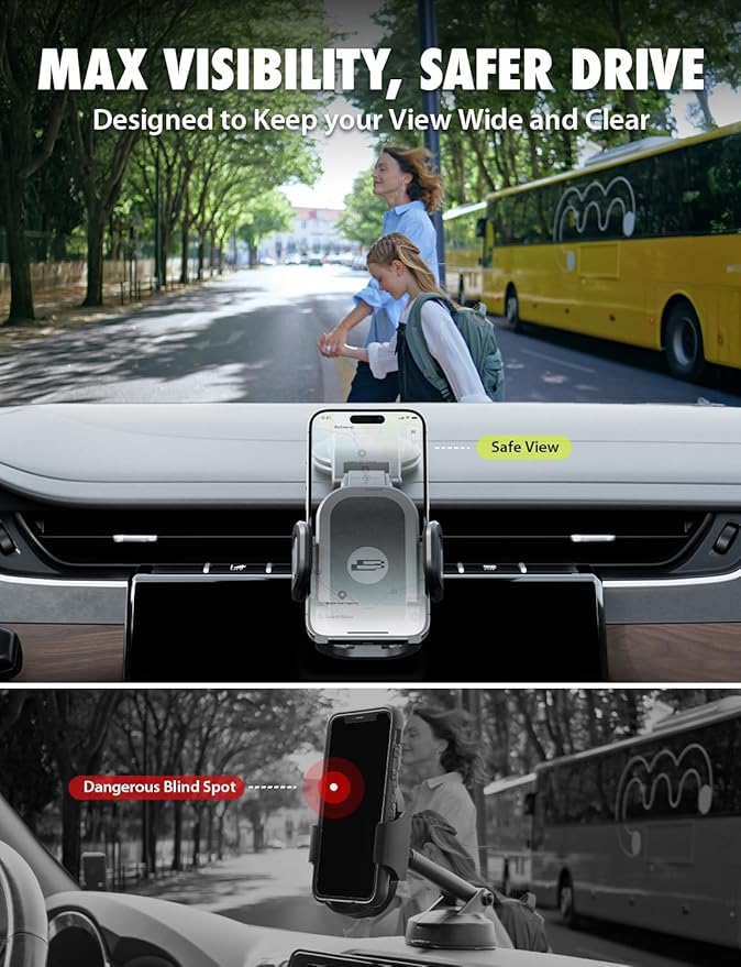 Bracketron TripGrip Low-Profile Dashboard Car Phone Holder Mount, One-Click Expandable Phone Holders for Your Car for All Smartphones