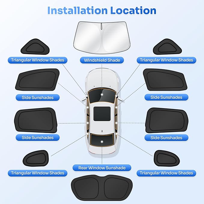 Canvcle Window Shades for 2015-2020 Honda Fit Accessories Windshield Sun Shade Side Rear Window Covers Sunshade Sun Visor Shield Privacy Protection for Camping Keep Vehicle Cool Black 10PCS