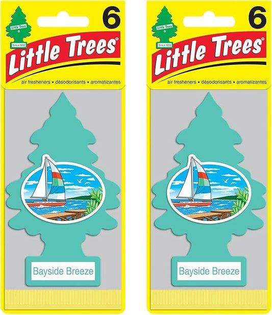 Little Trees Cardboard Hanging Car, Home & Office Air Freshener, Bayside Breeze (Pack of 12)