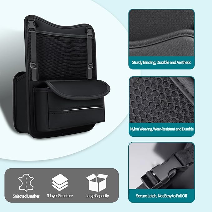Car Back Seat Organizer with Double-Sided Storage & Tissue Holder - Universal Fit for Sedans, SUVs & Trucks - Durable Car Storage Pocket for Phones, Water Bottles & Essentials