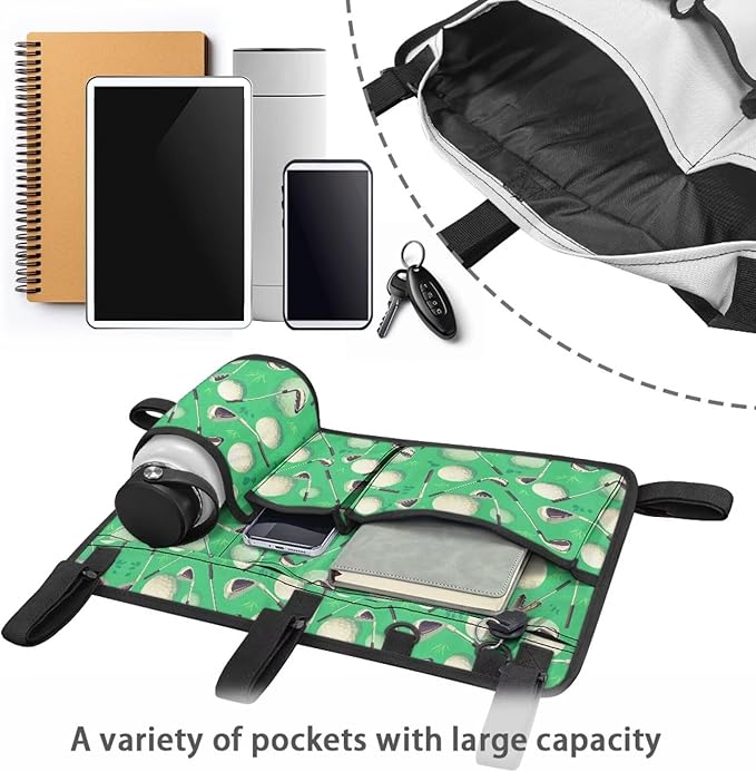 Golf Cart Storage Bag Non-Slip Golf Cart Rear Seat Organizer with 4 Pocket for Ezgo Yamaha Club Car and Other 2-Seat Golfs Carts