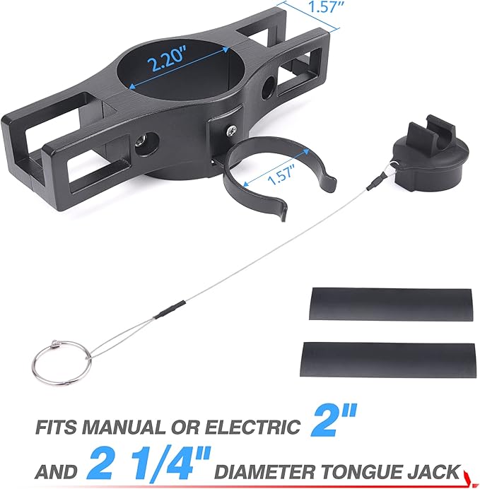 MICTUNING Heavy Duty Trailer Towing Organizer Powder Coating, Aluminum Chain Holder, 7 Way Plug Cover, a Lanyard with Aluminum Ferrule, Durable, Anti-Rust, Upgraded Design