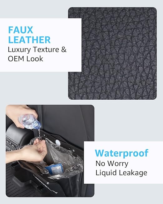 Motrobe Tesla Model Y Juniper Trash Can 2020-2026 Garbage Bag 1PCS Garbage Bin [Strong Magnetic Buckle] Waterproof with LED Light Faux Leather Model Y Interior Accessories 2.5 Gallons