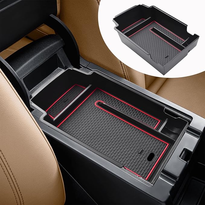 RUNROAD Upgraded Center Console Organizer Tray Compatible with Chevy Blazer 2026 2025 2024 2023 2022 2021 2020 2019 Accessories, ABS Materials Secondary Storage Box Insert Armrest Console Tray, Red