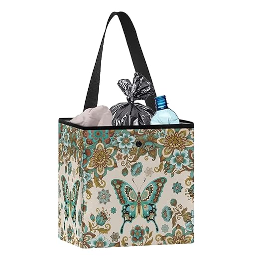2 Gallons Open-Top Car Trash Can Hanging Car Trash Bag Water Resistant Leakproof Trash Bag Car Accessories for Women Men, Butterfly and Boho Mandala Print