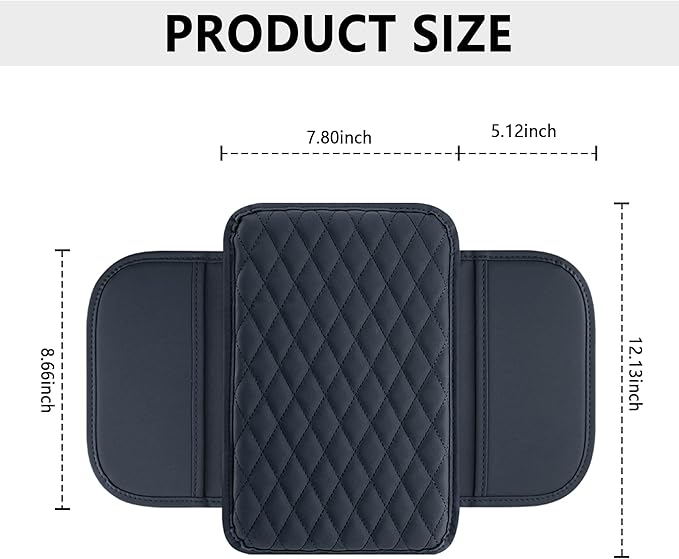 Stacool Upgraded Car Center Console Cover,Microfiber Leather Car Armrest Cover Cushion with 2 Storage Bags,Universal Car Armrest Storage Box (Blue)
