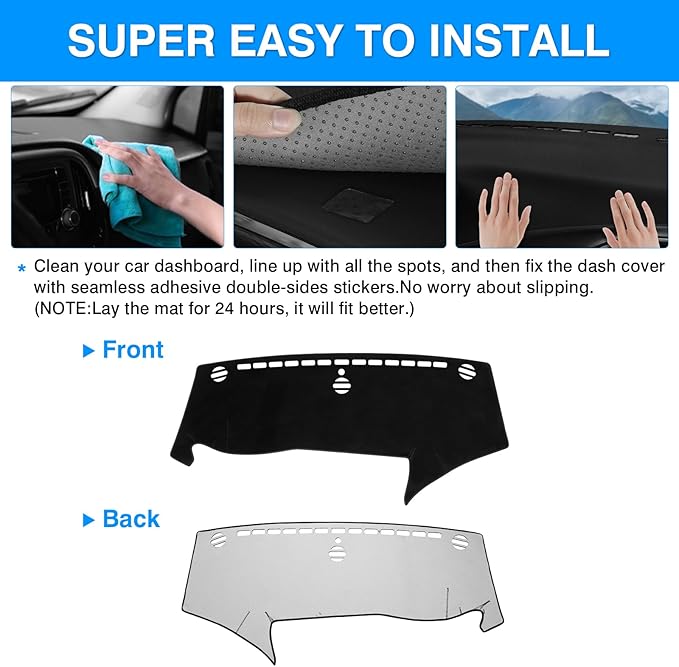 Autorder Dashboard Cover Mat for 2017-2025 2026 Chrsyler Pacifica Minivan Accessories Dash Cover Upgrade Velvet Dash Mat Sunshade Glare UV Rays Protector