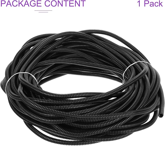 DMiotech 100ft Wire Loom Split Tubing 1/4 Inch(6.5 Mm) ID, Cord Protectors from Pet Flexible Conduit Cable Management for Office, Home, Garden, Black