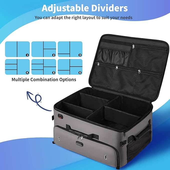 Mogplof Extra Large 2 Layer Golf Trunk Organizer, Golf Gifts for Men Golfers, 20"x 14"x 10" Water-Resistant Car Durable Golf Organizer for 2 Pair Shoes, Balls, Tees, Clothes, Gloves, Accessories