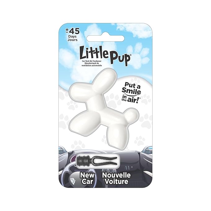 Little Pup 96601 New Car Scent Car Air Freshener Clip Provides Long-Lasting Freshness in a Compact Design, Fights Odors for up to 45 Days, Cute Car Odor Eliminator, Non-Toxic, Pack of 1
