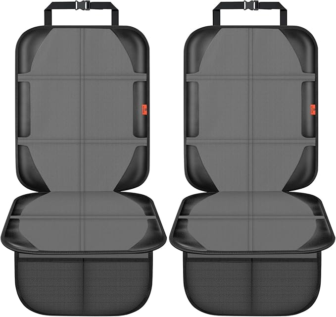 XHYANG Car Seat Protector,2 Pack Automotive Seat Protectors Baby Carseat Pad Waterproof & Durable 600D Fabric for Child Baby Car Seat Mat Vehicle Pet Cover 2 Storage Pockets (2 Pack Gray)