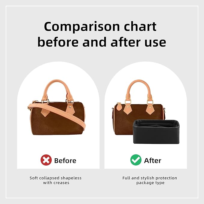 DGAZ Silk Purse Organizer Insert Fits LV Speedy 16/20/25/30/35/45 bags，Silky Smooth Bag Organizer，Luxury Handbag & Tote Shaper（Black，SP16）