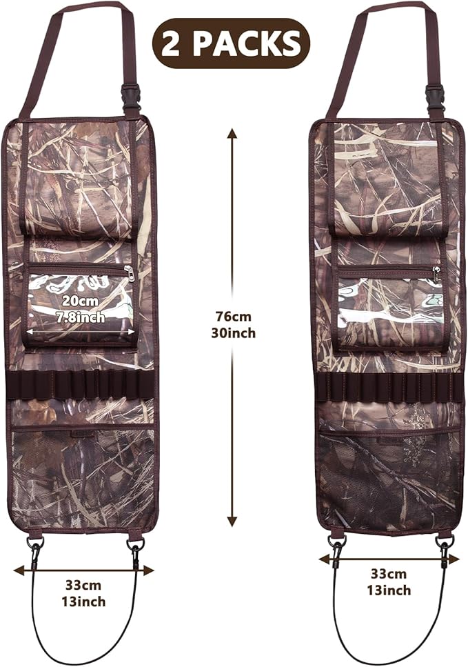 2 Pack Tactical Seat Back Gun Racks, Truck Gun Rack for Hunting Gear, Camo Gun Holder for Car with Molle Panel, Automotive Gun Racks for Hunting Rifles/Shotguns, Hunting Gift for Men