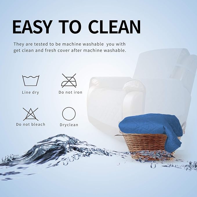 Easy-Going Recliner Sofa Slipcover Reversible Sofa Cover Water Resistant Couch Cover Furniture Protector with Elastic Straps for Pets Kids Children Dog Cat (Recliner, Blue/Ivory)