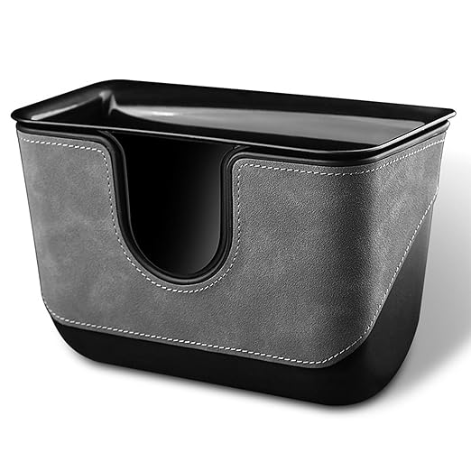 Small Car Trash Can with Double-Layer Design,Leakproof Hanging Car Trash Bin with Large Capacity & Elastic Back Clip,Multi-Purpose Automotive Garbage Can,Vehicle Garbage Bin for SUV Truck (Black)