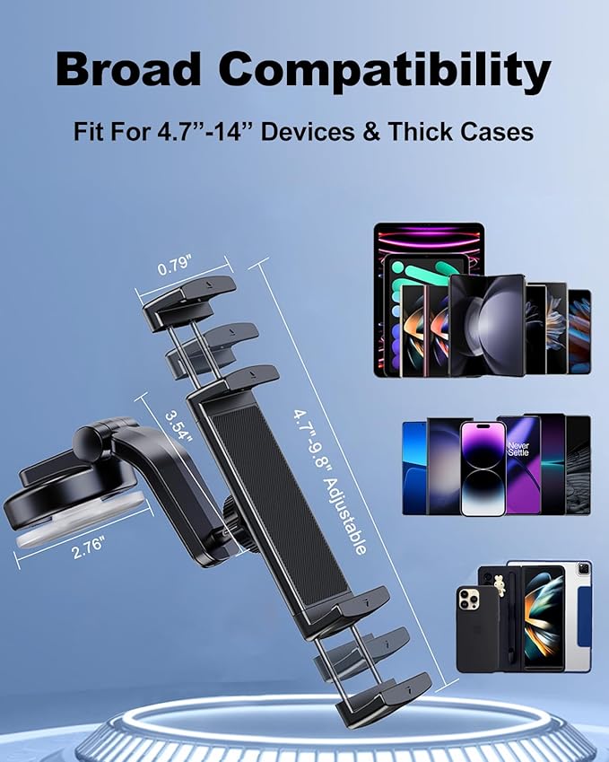 Car Dash Phone Mount, [180° Adjustable Arm] Z Fold 7 6 5 4 3 2 Accessories for Dashboard Windshield, 360° Rotatable Car Mount for iPhone 16 15 14 13 Pro Max Plus Mini S25 Ultra Motorola TCL