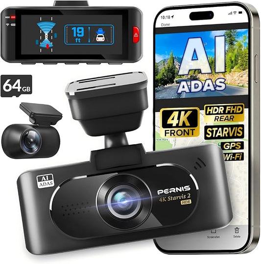 4k AI Dash Cam Front and Rear,STARVIS 2 Sensor,Free Card Included,5.8GHz WiFi Dash Camera for Cars,Built-in GPS,G-Sensor,Night Vision,3.16" Screen,24H Parking Mode,Support 1T Max
