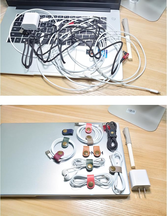 CAILLU Cord Organizer,Cord Keeper,Cable Organizer USB Holder,Cable Management,Cable Straps,Earbud case,wrap Headset Winder,Phone Earphone Clips Ties (gray Cord Organizer)