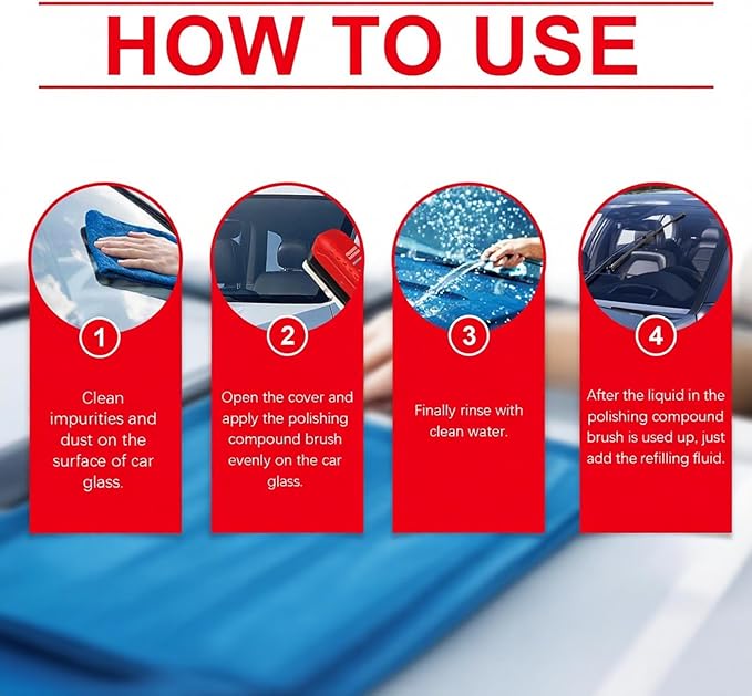 2025 New Car Windshield Cleaner Tool - Automotive Oil Film Remover Brush for Windows & Glass, Anti-Fog Rain Repellent Cleaner - Interior & Exterior Windshield Glass Cleaning Board