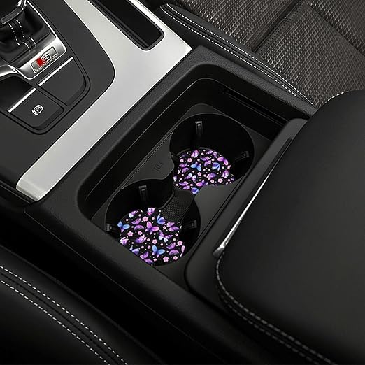 Car Trash Bag Butterfly Purple Hanging Back of Seat Car Portable Trash Bag Butterfly Purple Waterproof One-Handed Portable Strap Drawstring Garbage Bags 2 Pieces Car Coasters
