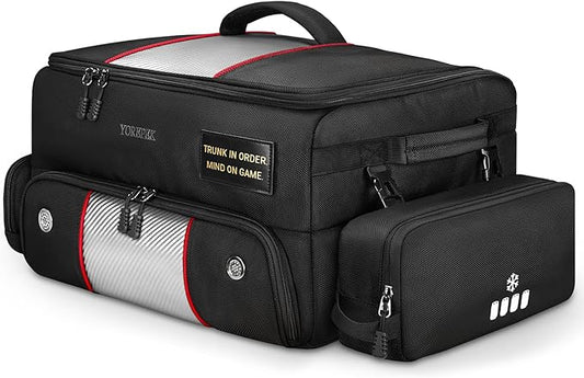 YOREPEK Upgraded Golf Trunk Organizer, Golf Gifts for Men, with Removable Insulated Pouch&Dust-Proof Protective Layer, Multi-Compartment fits 2 Pairs of Shoes, Golf Accessories