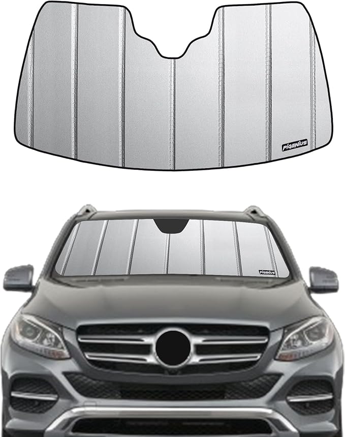 Pigenius Windshield Sun Shade for Mercedes-Benz GLE SUV 2016-2019, GLS SUV 2017-2019 Custom Front Window Sunshade - Safeguard