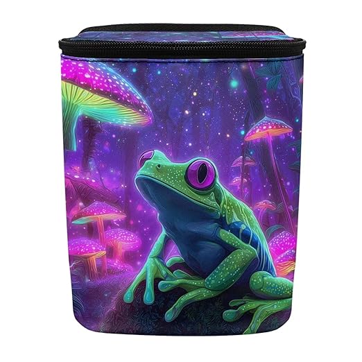 Talayituse Frog Mushroom Galaxy Print Car Trash Can with Lid, Leak Proof Auto Trash Bag Hanging Vehicle Garbage Can Multipurpose Storage Container for Back Seat Road Trip
