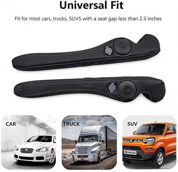 Inflatable Car Seat Gap Filler Strip - 2Pcs Leather Foldable Seat Gap Plug Blocker,Stop Dropping Items,Soft Interior Accessories for All Cars (Black)